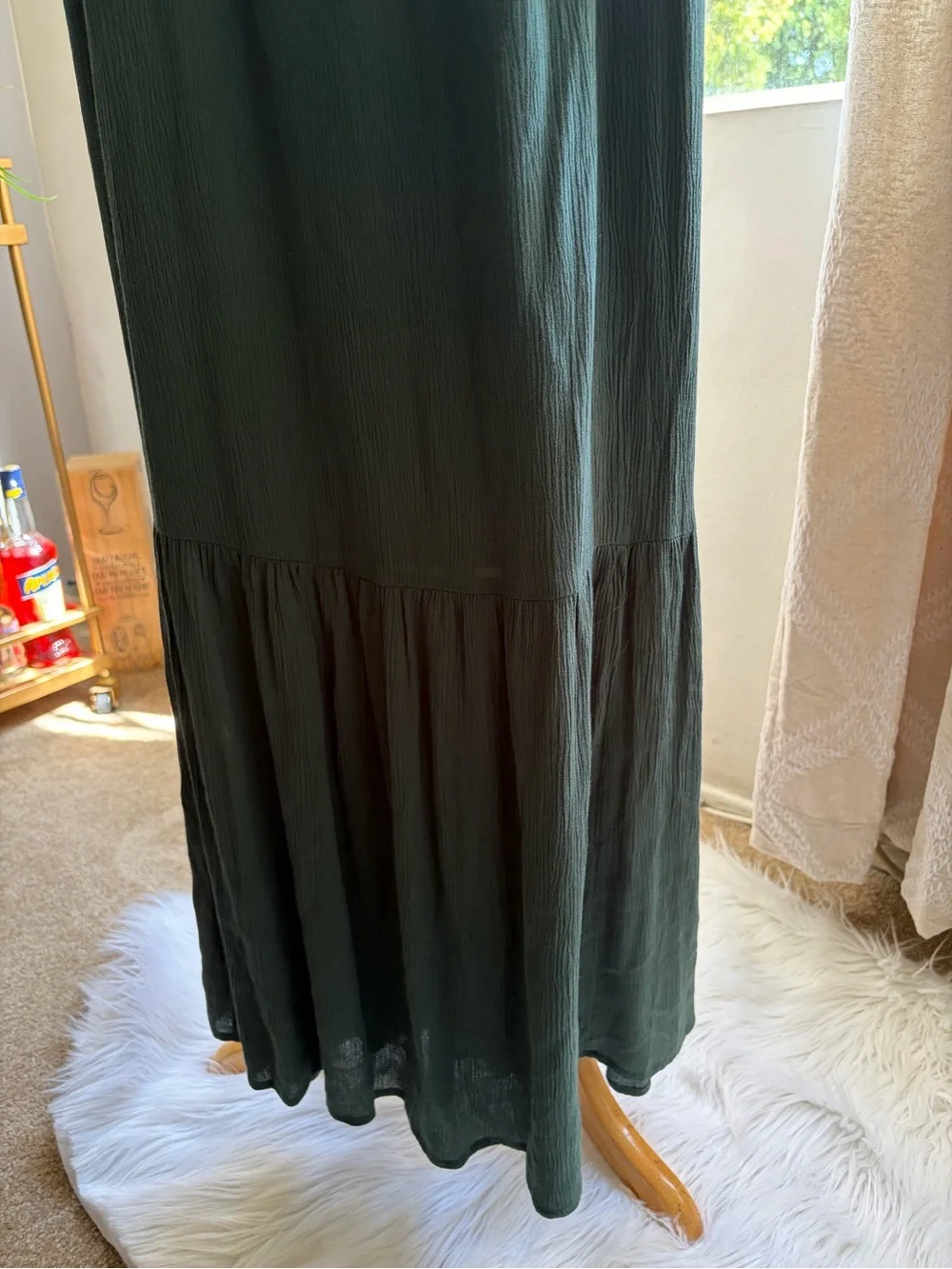 Abercrombie & Fitch Olive Green Tie-Shoulder V-Neck Maxi Dress